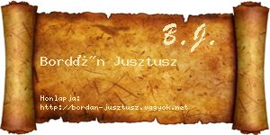 Bordán Jusztusz névjegykártya